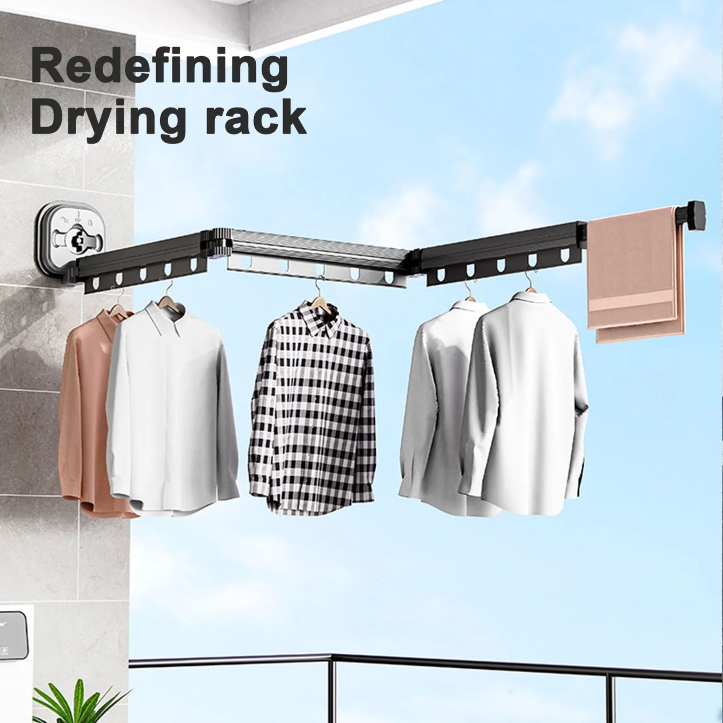 No Punching Wall Mounted Clothes Hanger Retractable