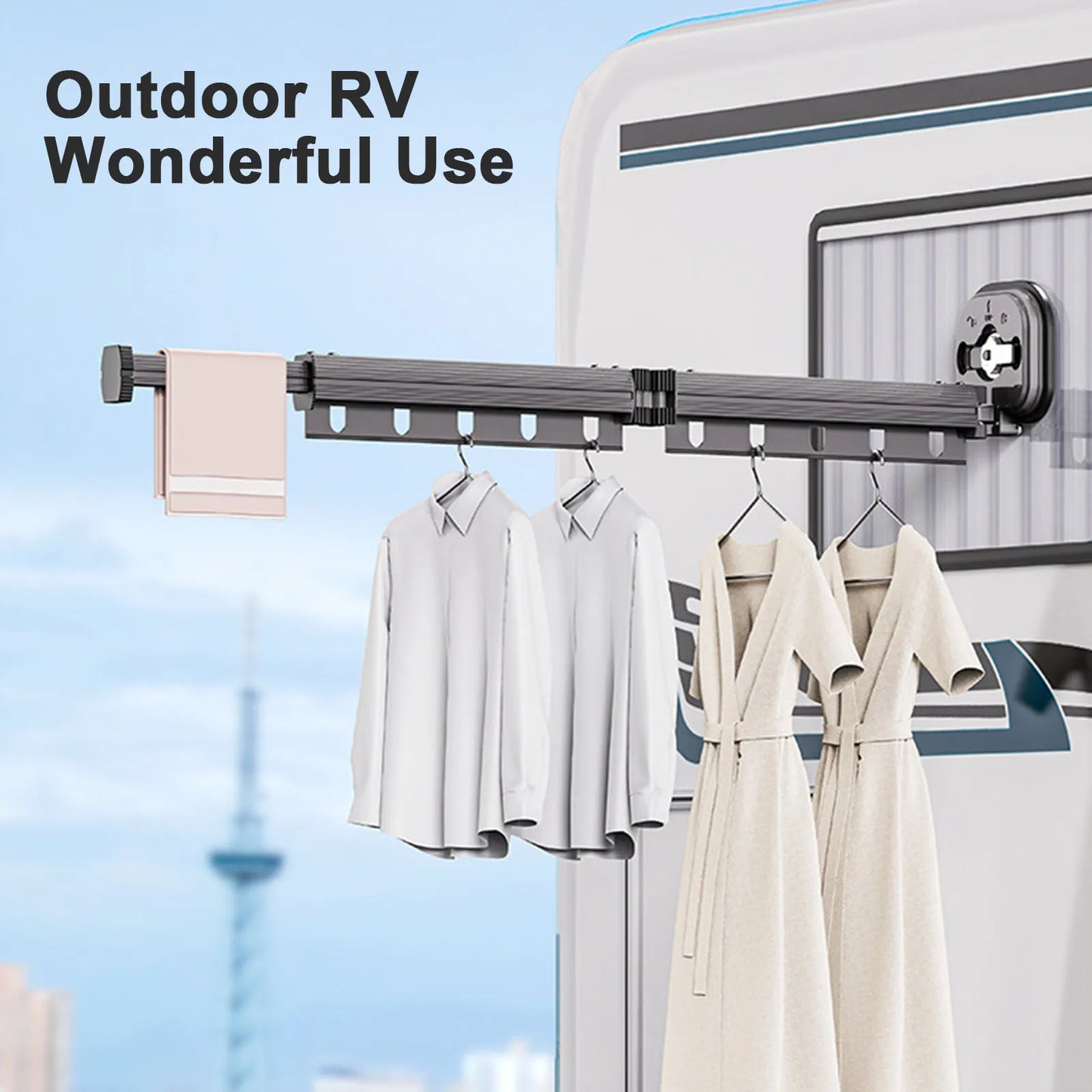 No Punching Wall Mounted Clothes Hanger Retractable